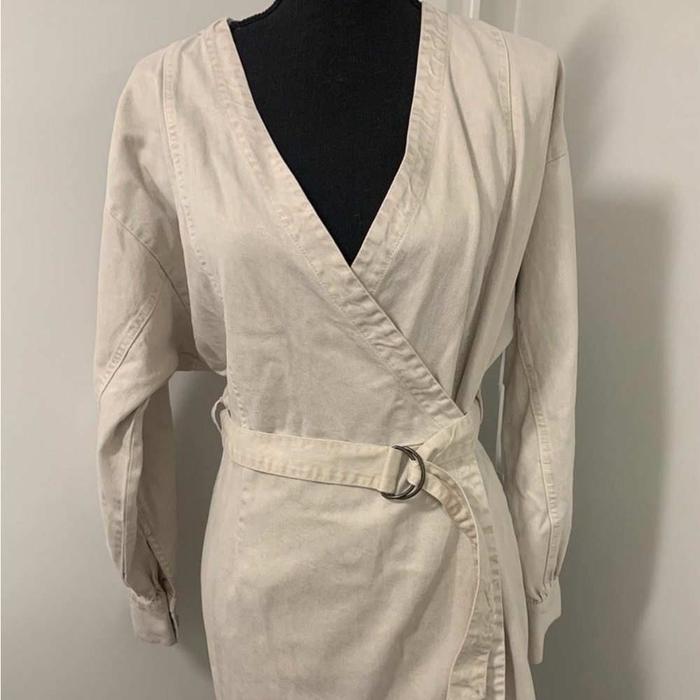 Young Fabulous & Broke beige long sleeves mini wrap dress size small